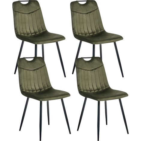 Set of 4 Dining Chairs ARGYLE Velvet Dark Green