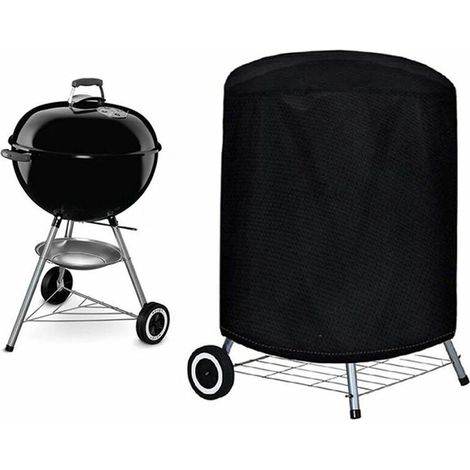 Telo di copertura per barbecue (77 x 58 cm), telo protettivo rotondo per barbecue, antipolvere, resistente ai raggi UV e alla pioggia (nero) (1/5)
