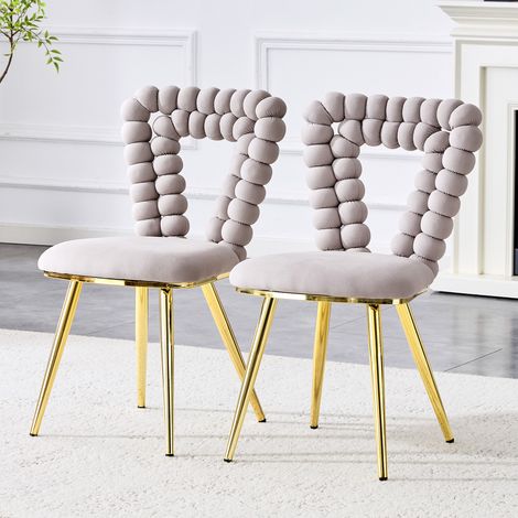 Pack de 2 sillas de comedor 45x44x85 cm terciopelo gris claro - CHICFURN (1/5)