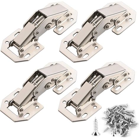 4PCS Charnière Porte Placard 90 Degrés avec Vis Amortisseur Piston Compression Support Relevable Accessoire Meubles Coin 77mm x 32mm (1/5)