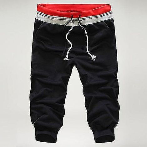 Dreiviertellange Cargoshorts für Herren mit elastischem Bund, Jogging-Stil, ideal fürs Fitnessstudio – Größe M – Rot (1/5)