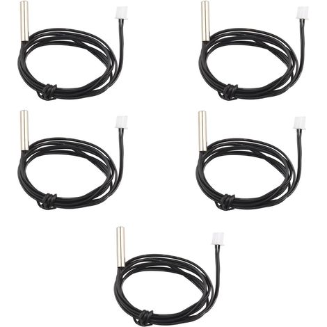 Lot de 5 sondes de capteur de température étanches NTC 10 K 1 % 3950 Thermistor, câble d'extension de 1 m, détecteur de température, jauge pour climatiseurs de voiture/réfrigérateurs