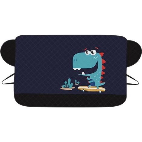 Copertura per parabrezza - Tessuto antigelo effetto neve - Protegge l'auto - Isolante termico con motivo a cartoni animati - Universale - Dinosauro (1/5)