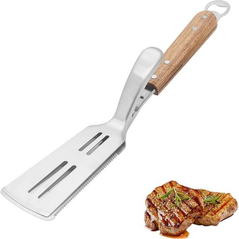 Clip de pelle en acier inoxydable 304, spatule 2 en 1, clip à pizza, clip de spatule, clip de pelle double face, convient pour barbecue en plein air, camping et autres accessoires de cuisson (type B) (1/5)