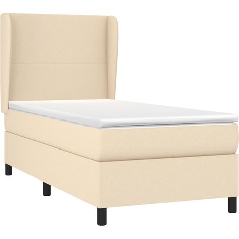 Sommier à lattes de lit avec matelas Crème 80x200 cm Tissu vidaXL (1/5)