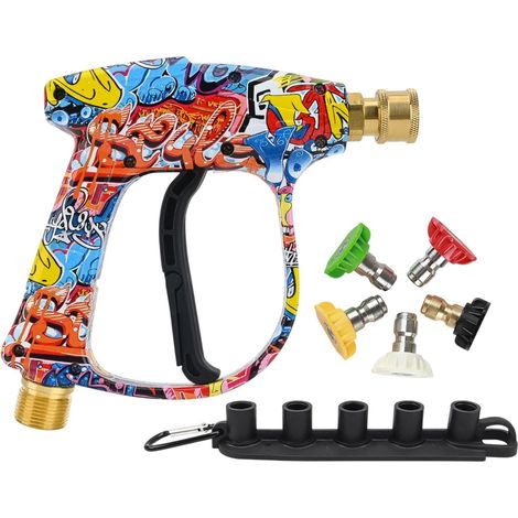 Kit de lavage de voiture à haute pression, buses de pulvérisation réglables, pulvérisateur à connecteur rapide, tuyau d'arrosage peint, outils de nettoyage de voiture, nettoyeur de tuyau d'arrosage (1/5)
