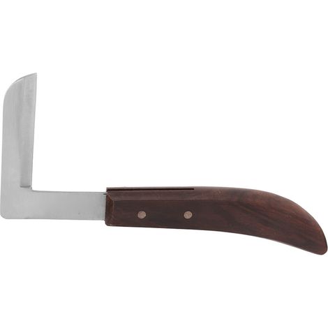 Couteau à sabot en acier en forme de L avec manche ergonomique incurvé, outil de parage des sabots pour chevaux et bovins (1/5)