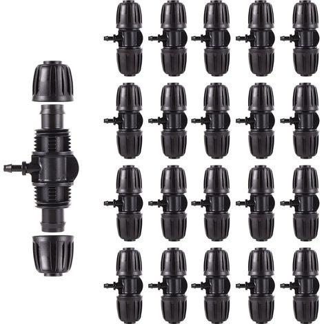 T-Stück mit Widerhaken für Bewässerungsanlagen, Absturzsicherung, 1/2" bis 1/4", 20 Stück (1/5)