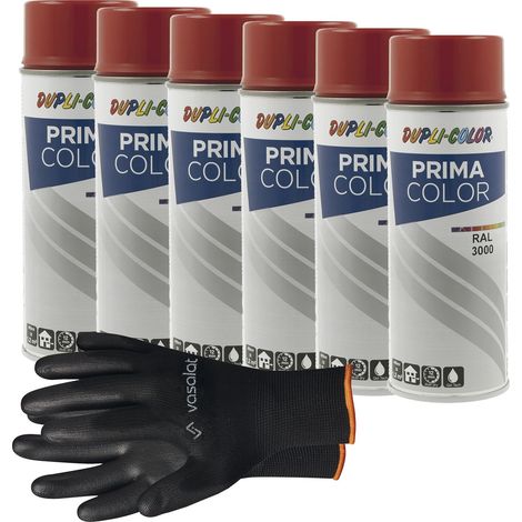 vasalat Dupli-Color Lackspray feuerrot glänzend RAL 3000 - Sprühlack für Metall, Kunststoff und Holz - wetterfeste Sprühfarbe für den Innen- und Außenbereich UV -beständig, 6 Stück