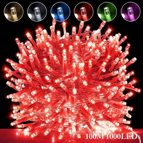 1 Guirlande Lumineuse,1000 LED,100M,Câble Transparent,IP44 Étanche,Noël Mariage Jardin