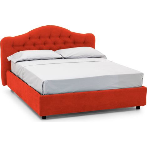 Letto Matrimoniale Alfer, Materasso Incluso, Sfoderabile Made in Italy, Arancione (1/5)
