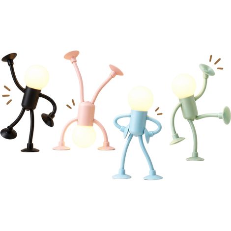 Irovami Mini veilleuse humanoïde décorative LED, 4 couleurs
