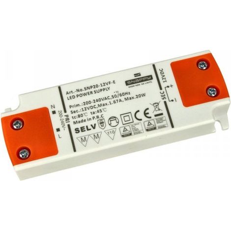 Alimentatore Trasformatore Slim 12V 20W 1,67A 16mm SNAPPY SE20-12VF (1/3)