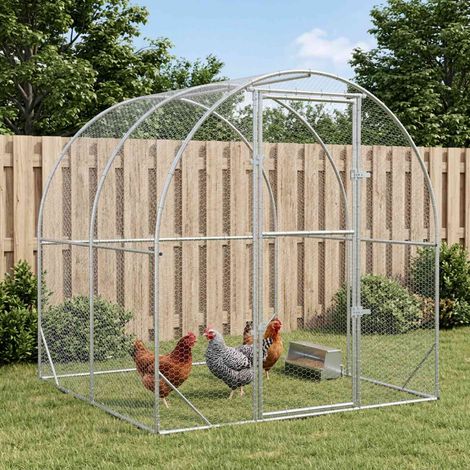 vidaXL Poulailler Argenté 200 x 200 x 200 cm Acier galvanisé (1/2)