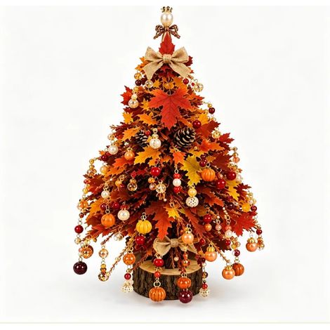 DIY-Set: Miniatur-Weihnachtsbaum mit Beleuchtung und Perlen, kreatives DIY-Set, festliche Tischdekoration, Komplettset mit Zubehör und Lichterkette – Herbstbaum mit Lichtern (1/5)