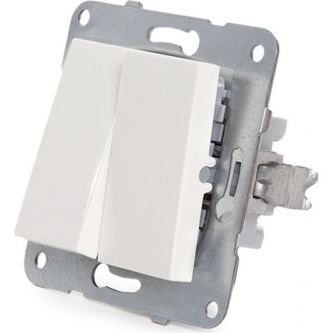 Interruttore Doppio Panasonic Karre 10A 250V/Montatura In Metallolo Con Artigli/Chiave Bianca (1/3)
