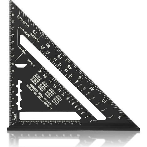 7-Zoll-Winkelmesser für Zimmerleute, Messlineal aus Aluminiumlegierung, 90-Grad-Dreiecklineal mit dicker Form (Schwarz) (1/5)