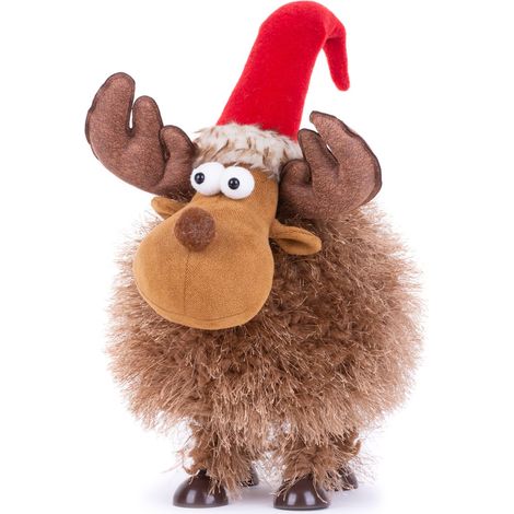 Figur MagicHome Weihnachten, Rentier flauschig, braun, Stoff, 22x20x25 cm (1/2)