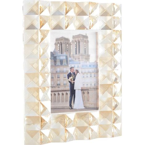 Cadre Photo en Cristal Ambré et Métal Doré pour Bureau et Étagère 20 x 25 x 7 cm - PANGIVO (1/4)