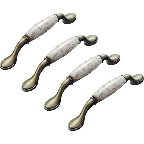 4 x Poignées de Meuble Céramique Vintage, Poignée de Meubles en Céramique Meubles Tiroir Poignées Alliage de Zinc, Poignée de Meuble Tiroir avec Vis Distance de Trous 96mm (1/5)