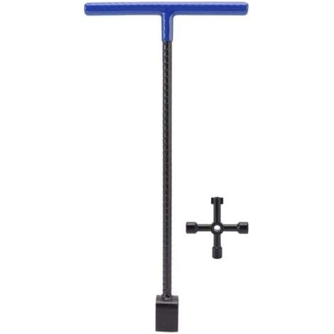 Clé de Compteur D'eau, Outil D'arrêt D'eau de 16 Pouces Clé de Compteur D'eau à Poignée en T avec Clé Multifonctionnelle à 4 Voies pour Vanne D'arrêt D'eau Principale(Bleu) (1/5)