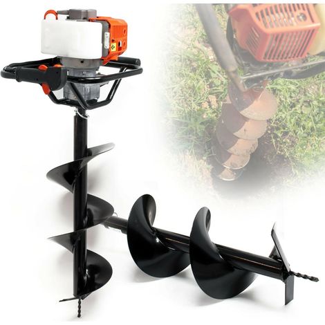 Tarière thermique 52 cm³ – Moteur 2 temps 1,4 kW – Poids 9,5 kg – 2 mèches 250mm et 300mm pour perçage précis