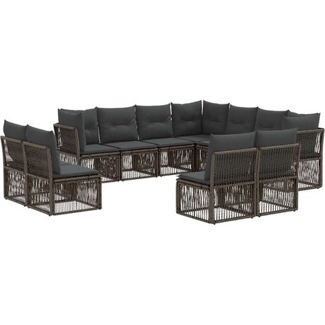 Gartensofa-set 11 pcs Grau Poly-Rattan vidaXL