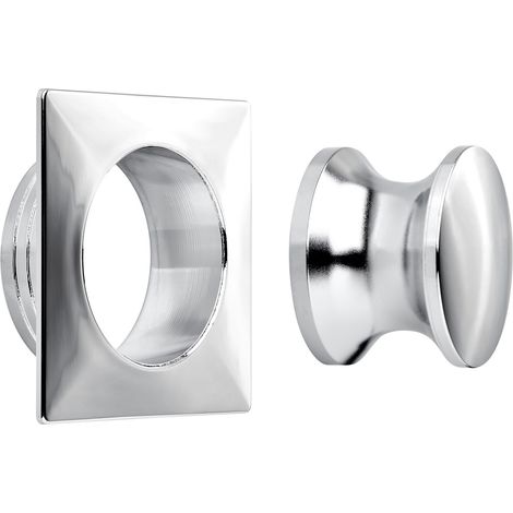 Aufschraubschloss Möbelschloss Caravan-Schloss Türschschloss Knopfset eckig 19 mm Chrom poliert (1/4)