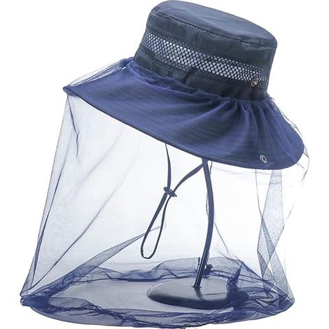 Marineblauer Sonnenhut für Imker und Wanderer mit abnehmbarem Moskitonetz (9 x 45 cm) (1/5)