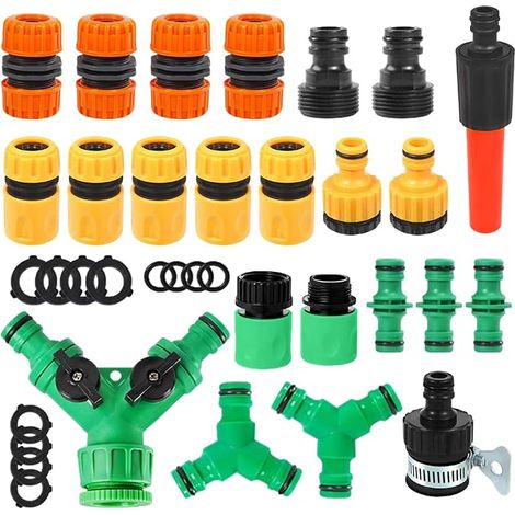 Set of Garden Hose Fitting Kit, Garden Hose Nozzle with Spray Nozzle Hose Connector ABS for Connecting Hoses and Garden Tools (1/5)