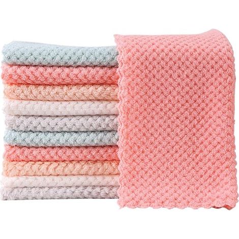 Lot de 10 chiffons microfibre – Réutilisables – Absorbants – Lavables – Cuisine et ménage (1/5)