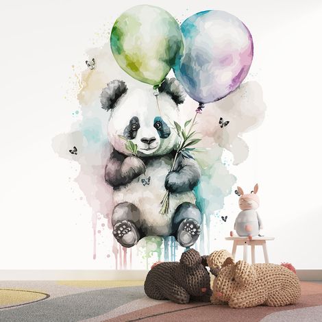Papier peint panoramique Enfants - Panda Ballons - 195 cm x 125 cm (1/3)