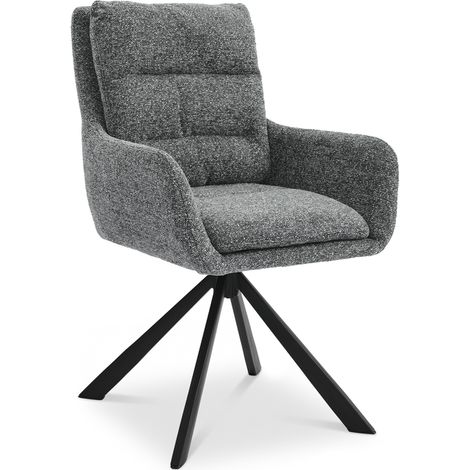Bon Furni Silla giratoria 360° chenilla gris pizarra, juego de 1