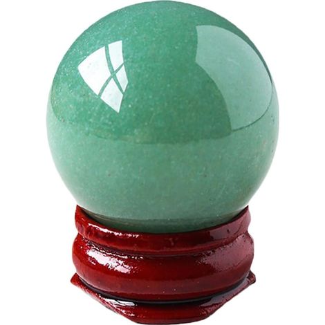 Boule de Naturelle Décoration Maison Simple et Élégante avec Socle en Bois en Jade Vert pour Bureau ou Espace de Vie (1/5)