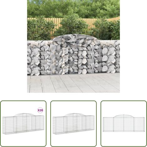 Schalldämmung -  Gabionen mit Hochbogen 20 Stk 300x50x100/120cm Verzinktes Eisen (1/5)