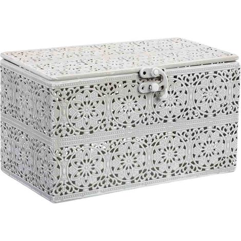Caja de metal blanca 20.5x12.5x11.5h cm