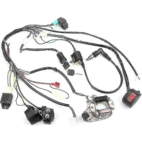 Kit complet d'allumeur CDI et de faisceau de câblage compatible avec les véhicules tout-terrain, les quads, les mini-véhicules tout-terrain et les VTT. (1/5)