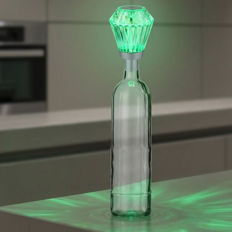 LED Tischleuchte Flaschenlampe Akku Dekoleuchte Tischlampe Kristall Touchdimmer Flaschenleuchte, RGB Farbwechsel, DxH 11 x 16,9 cm