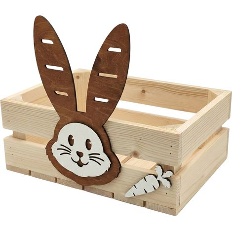 Scatola di Pasqua in legno "Coniglietto Marrone" da assemblare (Kit fai da te)