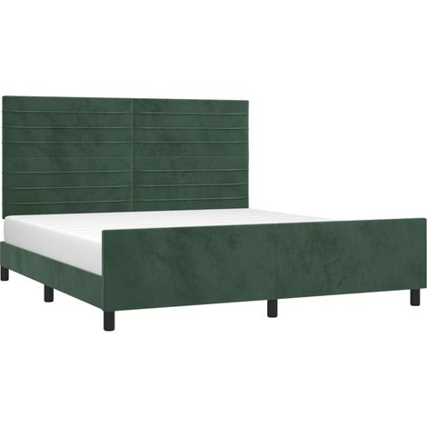 Estructura cama con cabecero terciopelo verde oscuro 180x200 cm vidaXL (1/4)