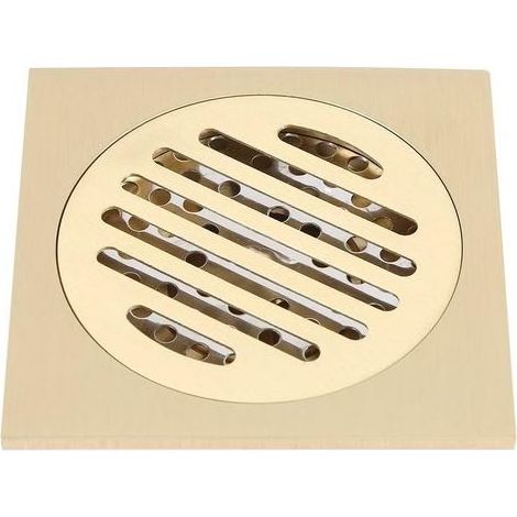 10,2 x 10,2 cm en laiton carré anti-odeur siphon de sol salle de bain douche siphon siphon de bain siphon de sol avec crépine amovible (1/5)