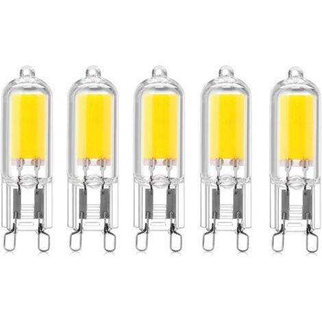 5-pcs 2W G9 Culot Capsules COB LED Ampoule 220V 200 Lumen 10W-20W Ampoule Halogène équivalent pour Lustre Lampe de Bureau Applique Murale Blanc Chaud 3000K [Classe énergétique A++] (1/5)