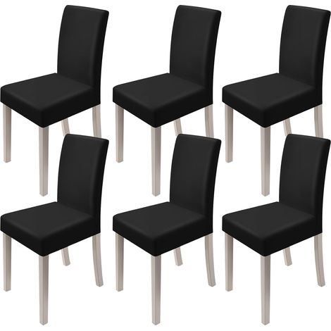 6 Pièces Universel Housses de Chaise Extensible Très Facile à Nettoyer et Durable, Housses de Chaise pour Salle à Manger Décor de Restaurant Mariage Hôtel Restaurant, Noir (1/5)