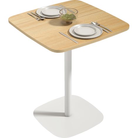Table à manger design Terenza squircle effet bois clair blanc élégante compacte pour 2 personnes (1/4)