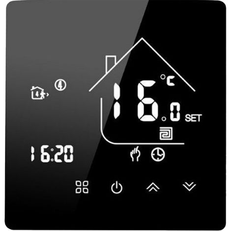 Thermostat intelligent Wi-Fi programmable pour radiateur de chauffage au sol électrique, contrôle par application et tactile, régulateur de température intérieure constante, affichage numérique LCD. (1/2)