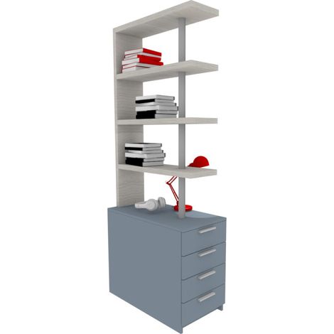 Comodino libreria salvaspazio con design moderno - Narciso - Rovere Rock e Avio (1/5)