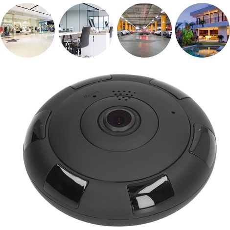 Caméra IP panoramique sans fil 3D 1080p avec vision nocturne à 360°, norme européenne 100-240 V, noire