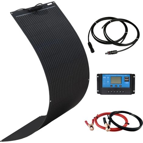 Kit de panneaux solaires, design monocrystalline efficace, installation polyvalente, 12V 100W (1/2)