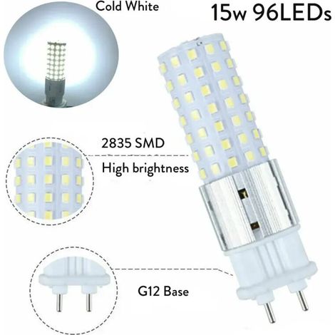Ampoules LED G12 15W, 96 LED, remplacement d'ampoules incandescentes G12, éclairage LED type maïs pour éclairage public et entrepôt (blanc froid)-AquaForge (1/5)