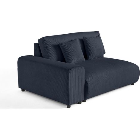Garance - module d'assise 2 places avec accoudoir gauche - en velours côtelé - bleu nuit (1/5)
